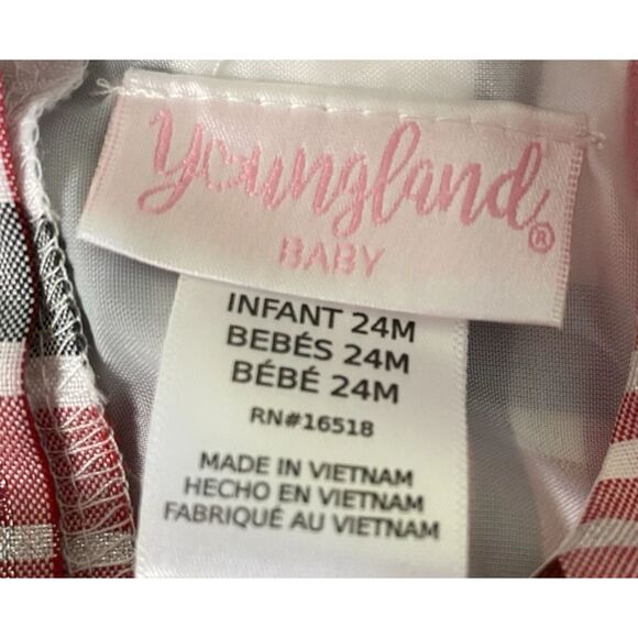 Youngland Baby Girl Holiday Red/White/Black/Silver Plaid Dress 24M - Picture 8 of 10